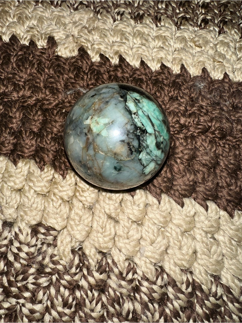 Amazonite in Smokey Quartz Stone Sphere Decorative Accent - Blue-Green-grey